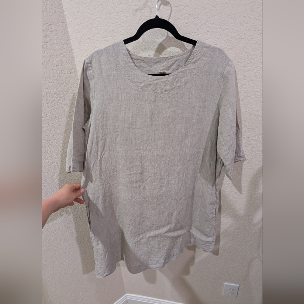 Len Ok Short Linen Dress With Pockets - Picture 5 of 8